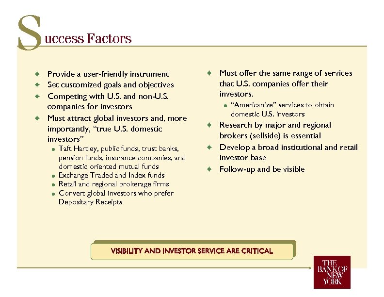 S uccess Factors Provide a user-friendly instrument Set customized goals and objectives F Competing