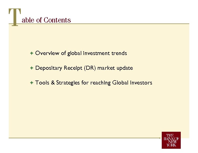 T able of Contents F Overview of global investment trends F Depositary Receipt (DR)