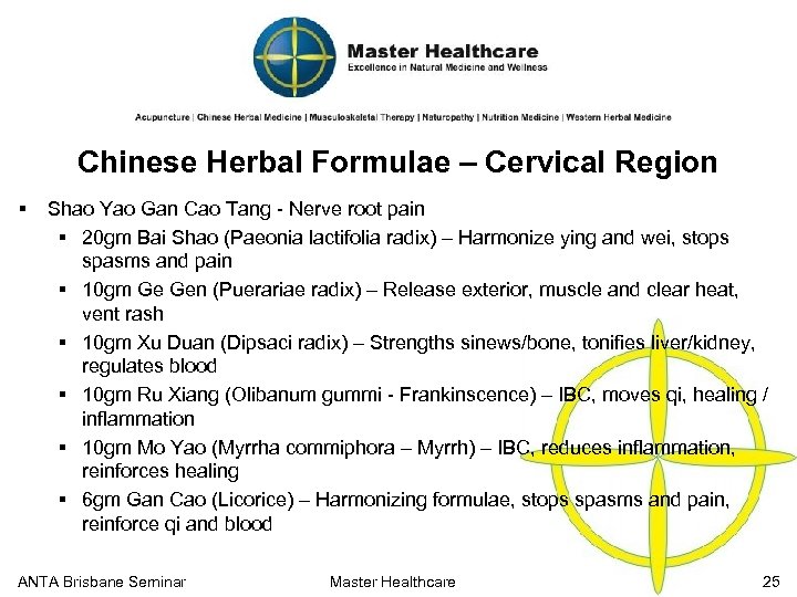 Chinese Herbal Formulae – Cervical Region § Shao Yao Gan Cao Tang - Nerve