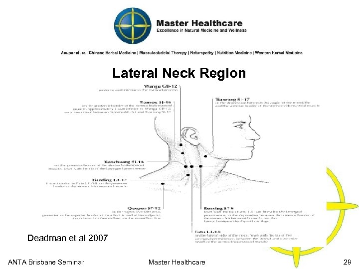 Lateral Neck Region Deadman et al 2007 ANTA Brisbane Seminar Master Healthcare 29 