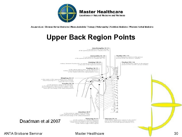 Upper Back Region Points Deadman et al 2007 ANTA Brisbane Seminar Master Healthcare 30