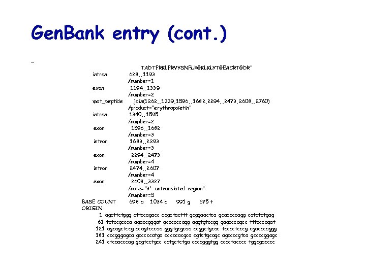 Gen. Bank entry (cont. ) … TADTFRKLFRVYSNFLRGKLKLYTGEACRTGDR