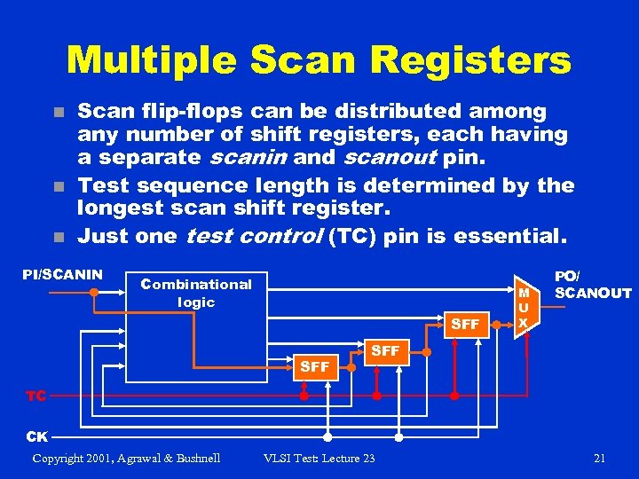 Multiple Scan Registers n n n Scan flip-flops can be distributed among any number