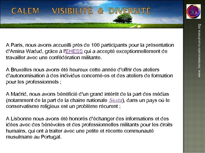 A Paris, nous avons accueilli près de 100 participants pour la présentation d'Amina Wadud,