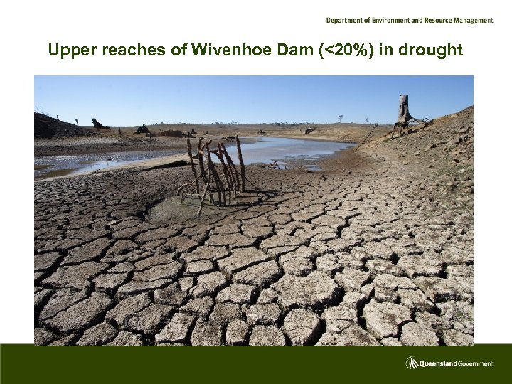 Upper reaches of Wivenhoe Dam (<20%) in drought 