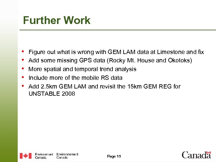 Further Work • • • Figure out what is wrong with GEM LAM data