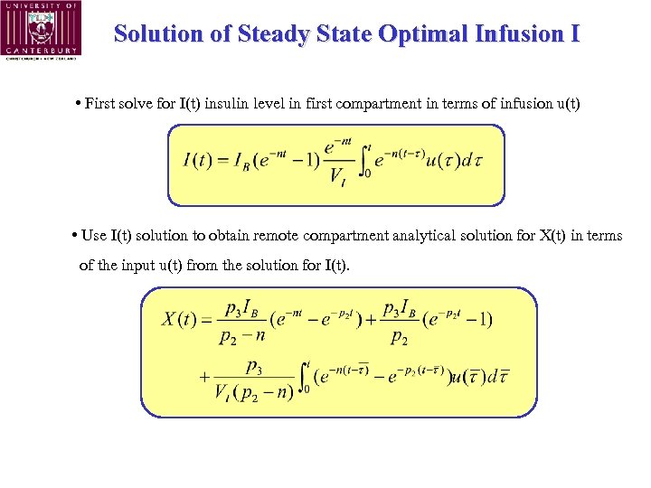 Solution of Steady State Optimal Infusion I • First solve for I(t) insulin level