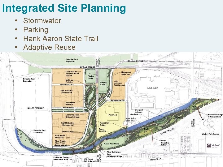 Integrated Site Planning • • Stormwater Parking Hank Aaron State Trail Adaptive Reuse 
