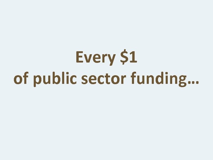 Every $1 of public sector funding… 