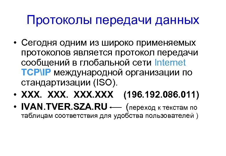 Протоколы передачи данных • Сегодня одним из широко применяемых протоколов является протокол передачи сообщений