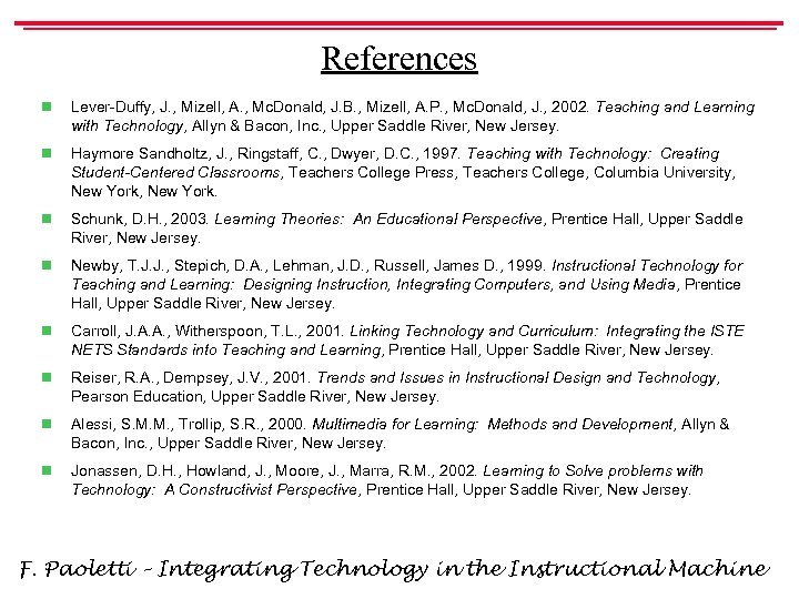References n Lever-Duffy, J. , Mizell, A. , Mc. Donald, J. B. , Mizell,