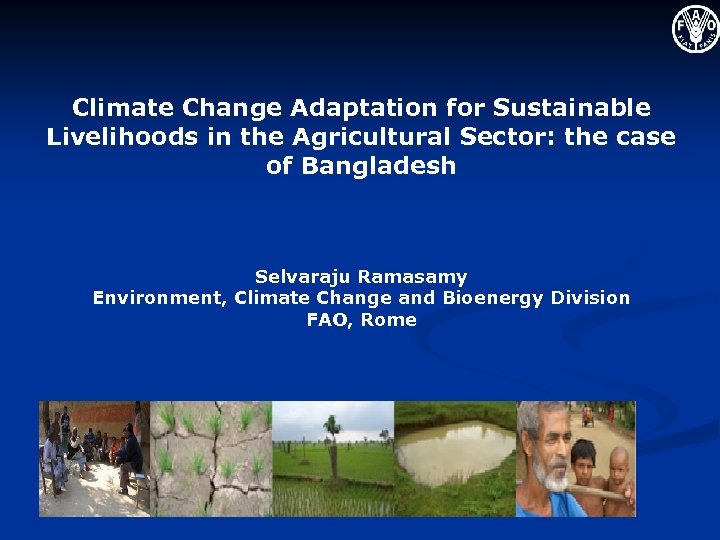 Climate Change Adaptation for Sustainable Livelihoods in the Agricultural Sector: the case of Bangladesh