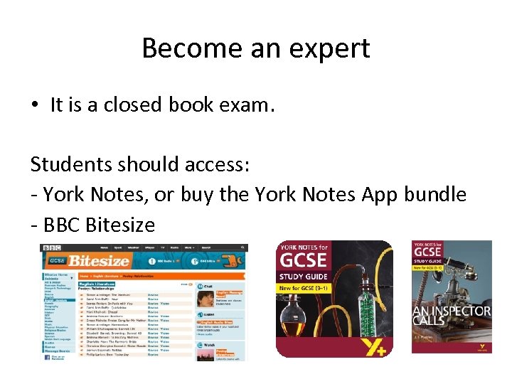 Become an expert • It is a closed book exam. Students should access: -