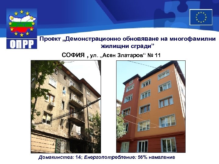 Проект „Демонстрационно обновяване на многофамилни жилищни сгради” СОФИЯ , ул. „Асен Златаров“ № 11