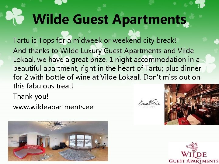 Wilde Guest Apartments Tartu is Tops for a midweek or weekend city break! And