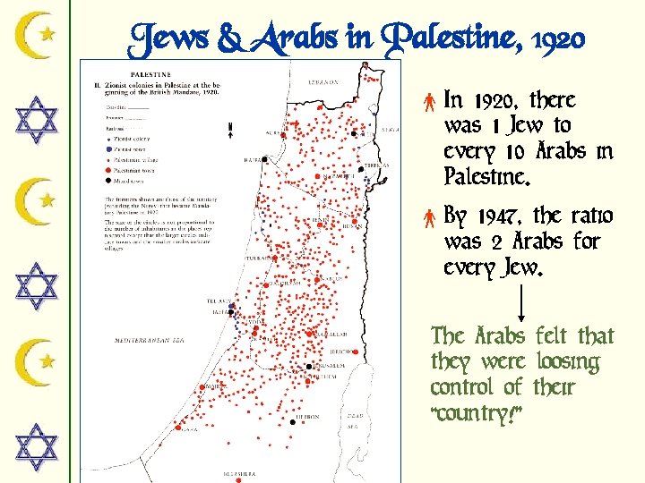 Jews & Arabs in Palestine, 1920 × In 1920, there was 1 Jew to