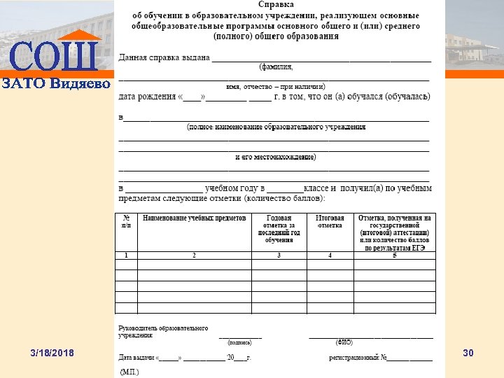 3/18/2018 Директор школы В. О. Иванов 30 