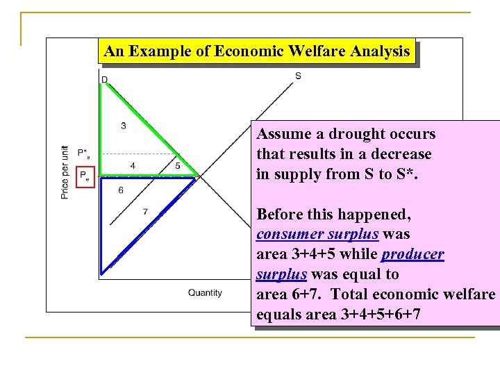 An Example of Economic Welfare Analysis Assume a drought occurs that results in a