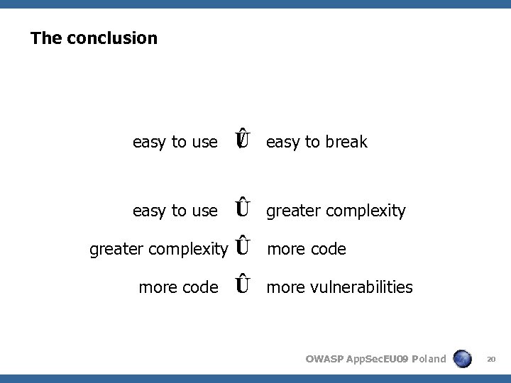 The conclusion easy to use / Û easy to break easy to use Û
