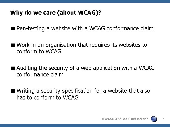 Why do we care (about WCAG)? < Pen-testing a website with a WCAG conformance