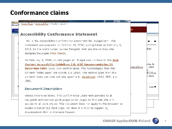 Conformance claims OWASP App. Sec. EU 09 Poland 7 