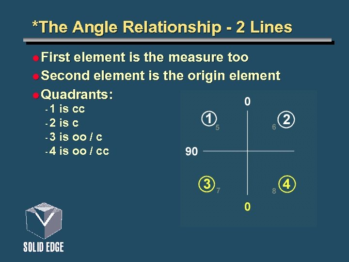 *The Angle Relationship - 2 Lines l First element is the measure too l