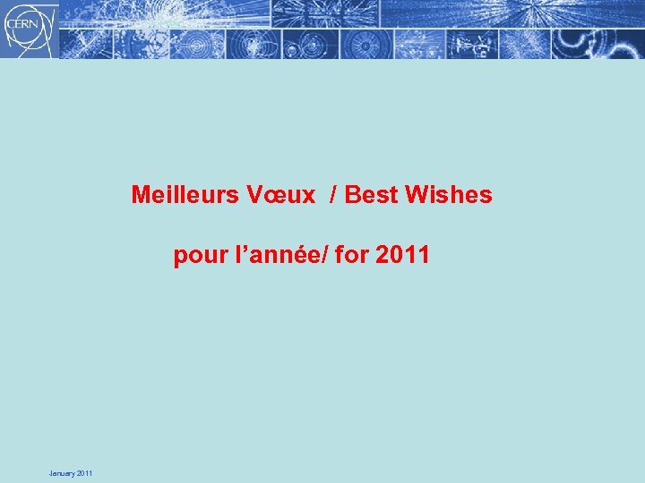 Meilleurs Vœux / Best Wishes pour l’année/ for 2011 January 2011 