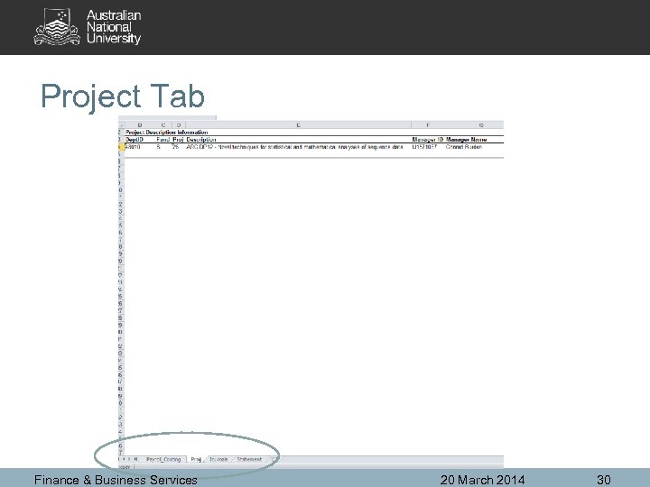 Project Tab Finance & Business Services 20 March 2014 30 