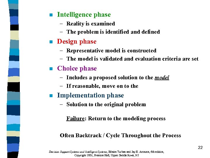 n Intelligence phase – Reality is examined – The problem is identified and defined