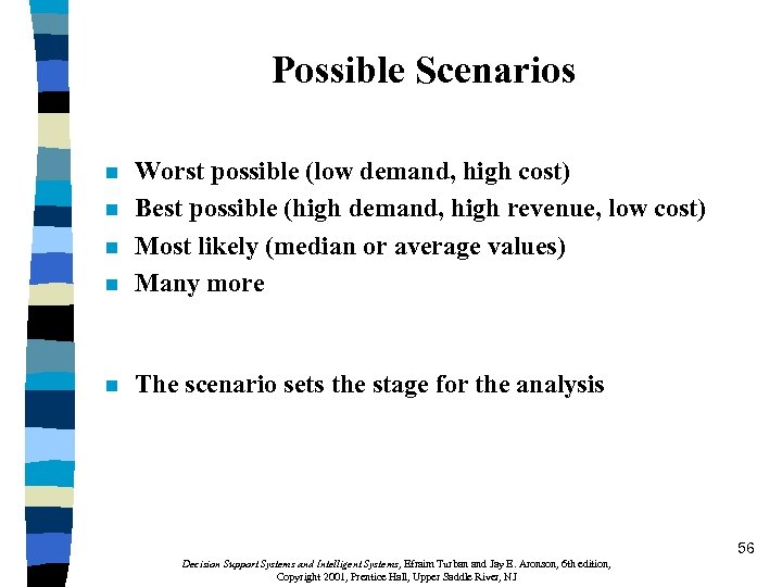 Possible Scenarios n Worst possible (low demand, high cost) Best possible (high demand, high