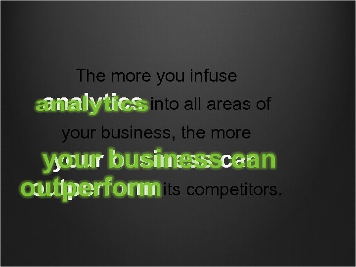 The more you infuse analytics into all areas of your business, the more your