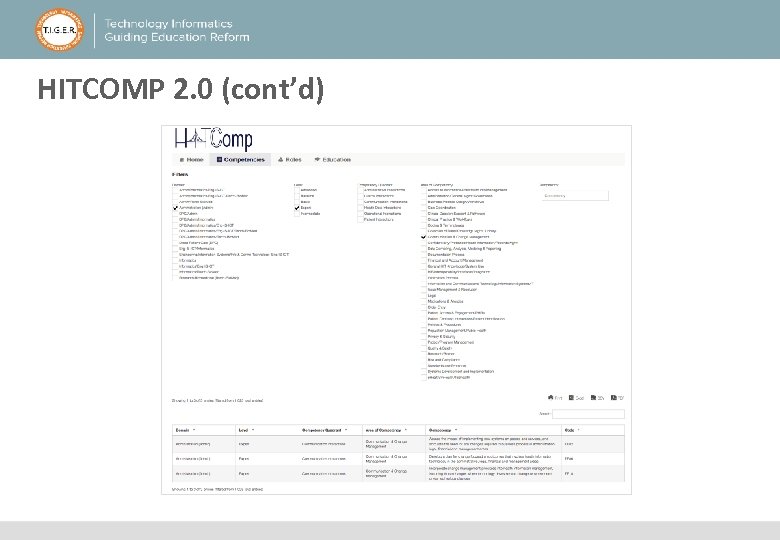 HITCOMP 2. 0 (cont’d) 