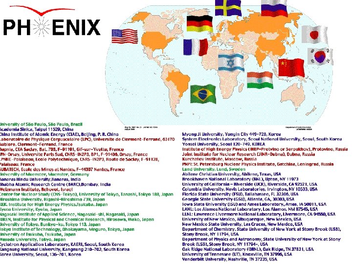 The PHENIX Collaboration A strongly international venture: è 11 nations Brazil, China, France, Germany,