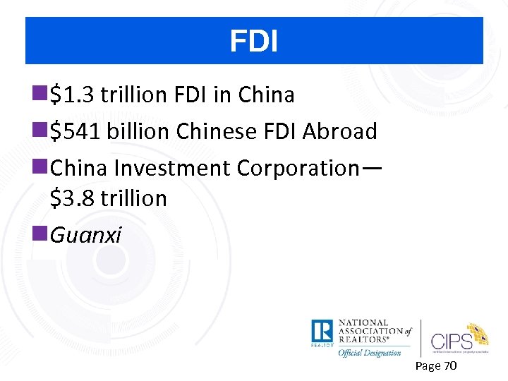 FDI n$1. 3 trillion FDI in China n$541 billion Chinese FDI Abroad n. China