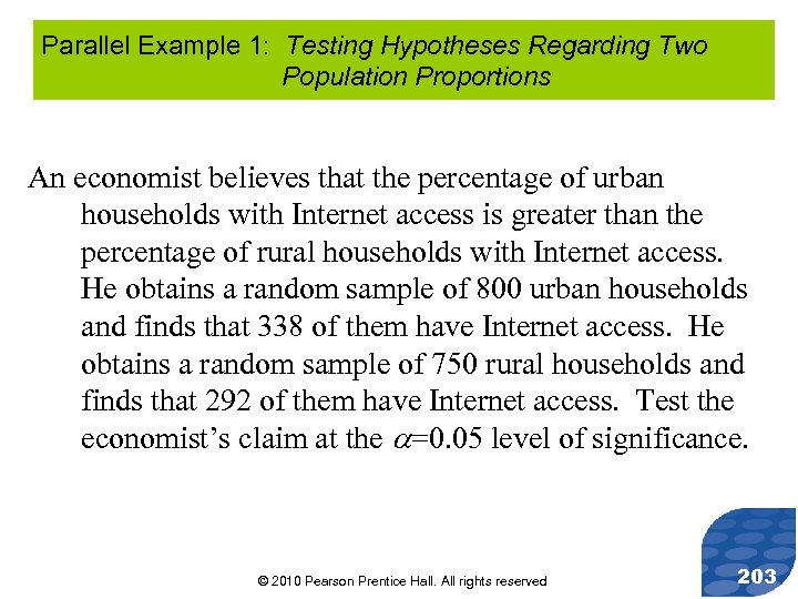 Parallel Example 1: Testing Hypotheses Regarding Two Population Proportions An economist believes that the