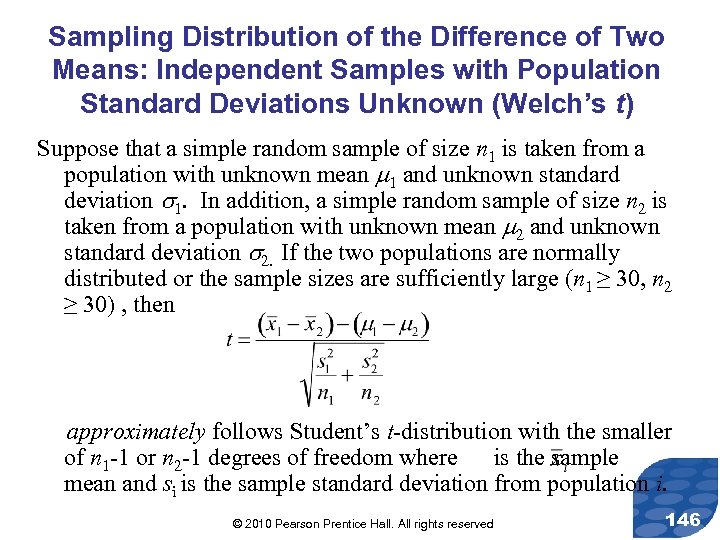 Sampling Distribution of the Difference of Two Means: Independent Samples with Population Standard Deviations