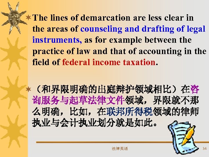 ¬The lines of demarcation are less clear in the areas of counseling and drafting