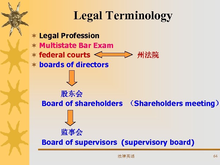 Legal Terminology ¬ Legal Profession ¬ Multistate Bar Exam ¬ federal courts ¬ boards