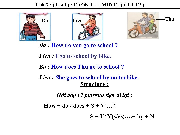 Unit 7 : ( Cont ) : C ) ON THE MOVE. ( C
