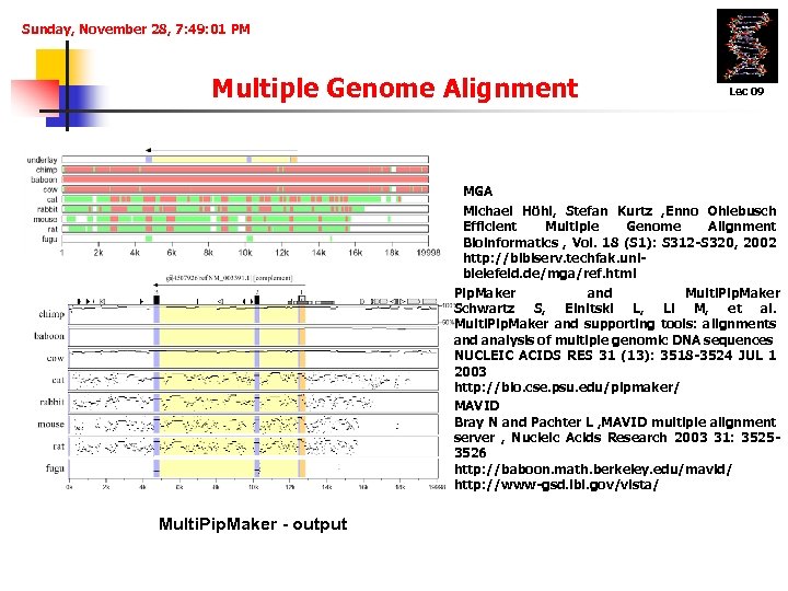 Sunday, November 28, 7: 49: 01 PM Multiple Genome Alignment Lec 09 MGA Michael