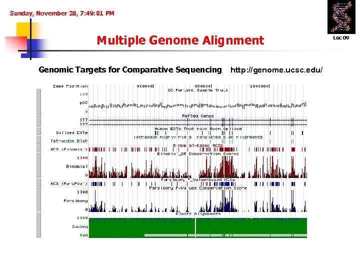 Sunday, November 28, 7: 49: 01 PM Multiple Genome Alignment Genomic Targets for Comparative