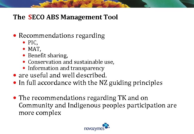 The SECO ABS Management Tool • Recommendations regarding • PIC, • MAT, • Benefit