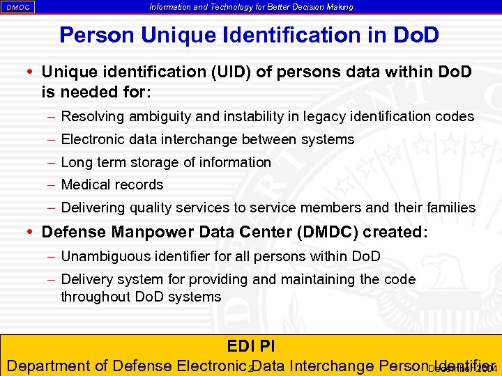 DM DC Information and Technology for Better Decision Making Person Unique Identification in Do.