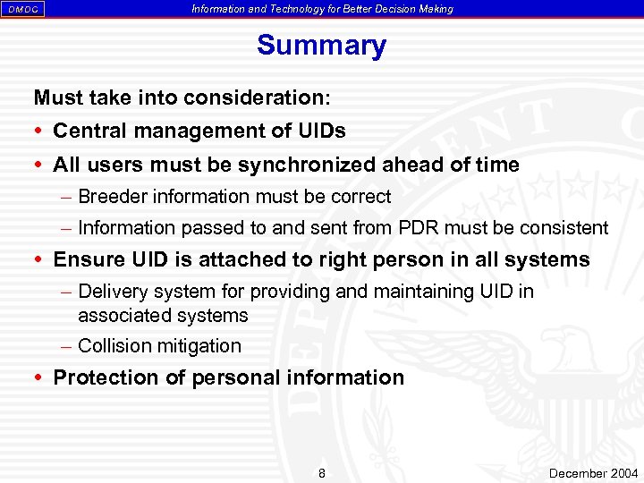 DM DC Information and Technology for Better Decision Making Summary Must take into consideration: