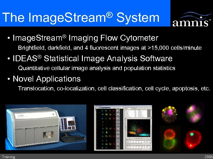 The Image. Stream® System • Image. Stream® Imaging Flow Cytometer Brightfield, darkfield, and 4