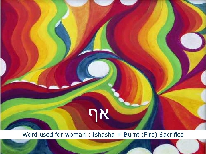  אף Word used for woman : Ishasha = Burnt (Fire) Sacrifice 