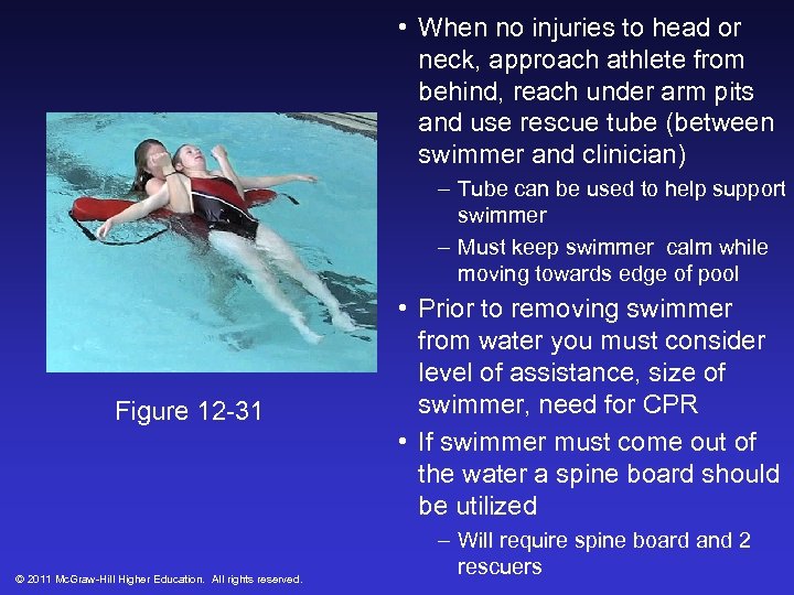  • When no injuries to head or neck, approach athlete from behind, reach