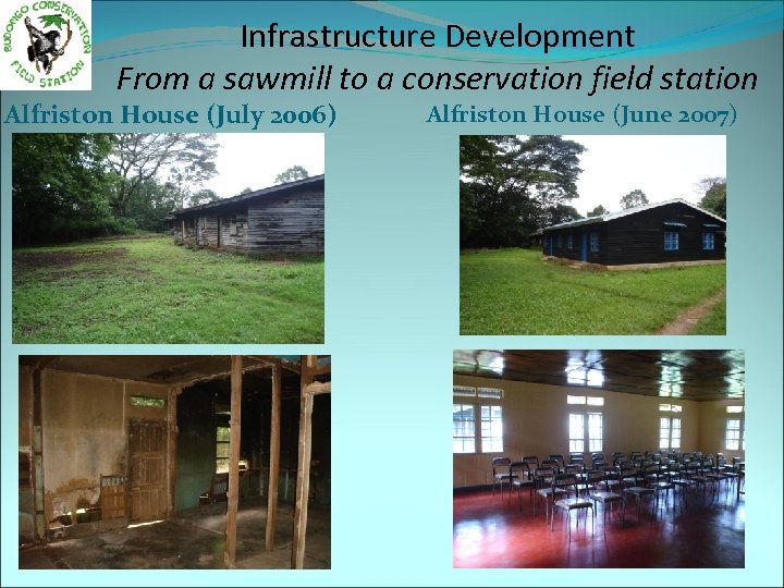 Infrastructure Development From a sawmill to a conservation field station Alfriston House (July 2006)