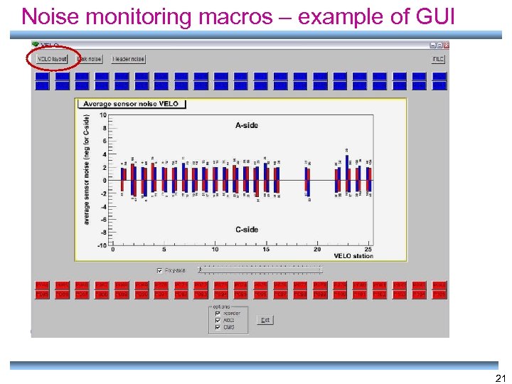 Noise monitoring macros – example of GUI 21 
