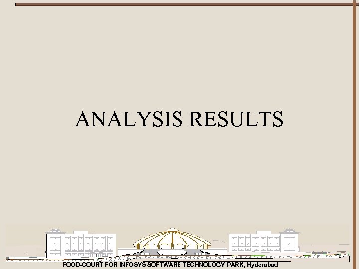 ANALYSIS RESULTS FOOD-COURT FOR INFOSYS SOFTWARE TECHNOLOGY PARK, Hyderabad 
